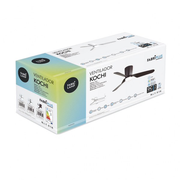 Ventilad 18w Dc Kochi Marron 3 Aspas Marron 6 Veloc. 3000k, 4000k, 6000k C/remoto Y Temporizador 132 D 2025
