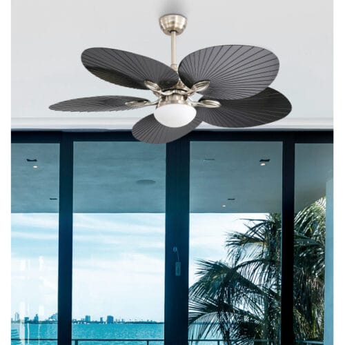 Ventilador  Dc Chaw 24w 2950lm Niquel/negro 5asp.6vel.132d  C/remoto, Memoria Y Temp.3000-4000-6000k