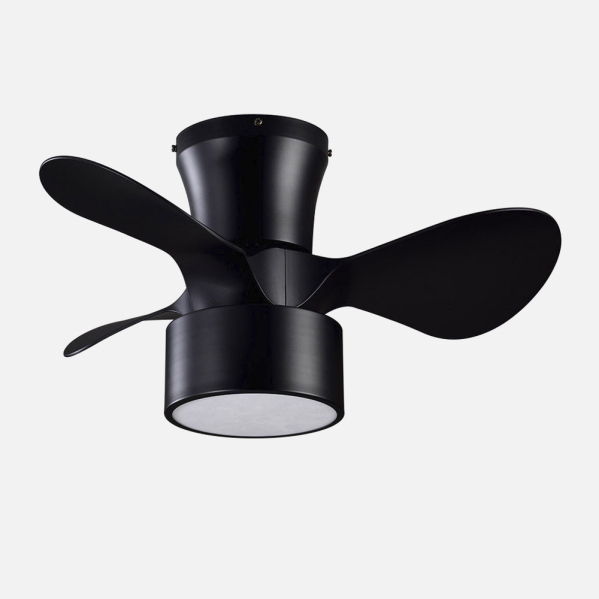Ventilador DC 24w Kos Negro 3 Aspas 60d 6 Vel. 2390lm 3000-4500-6000k c/remoto, Memoria Y Temporizador