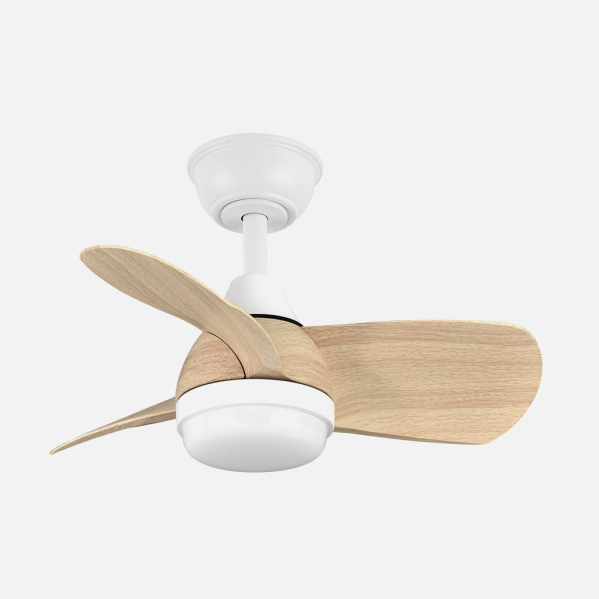Ventilador Dc 24w Pirdo Blanco/haya 3 Aspas 60d 2400lm 6 Velocidades 3000-4500-6000k C/remoto, Memoria Y Temporizador