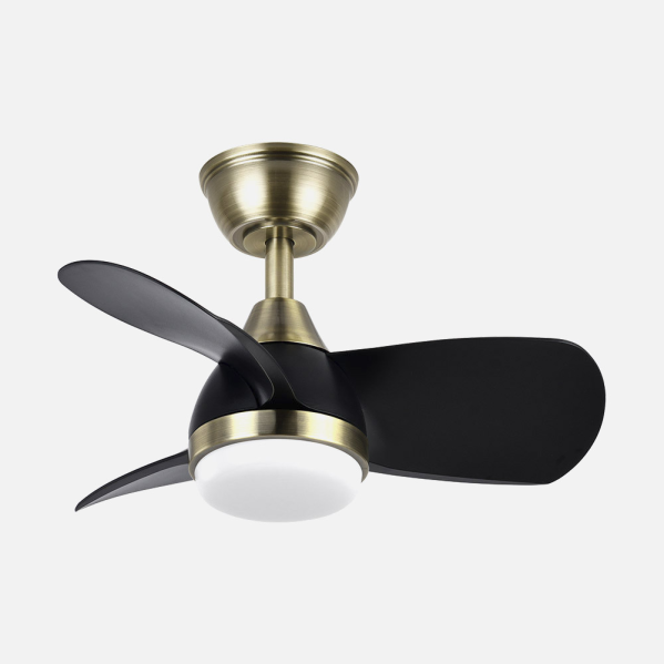 Ventilador Dc 24w Pirdo Cuero/negro 3 Aspas 60d 2400lm 6 Velocidades 3000-4500-6000k  C/remoto, Memoria Y Temporizador