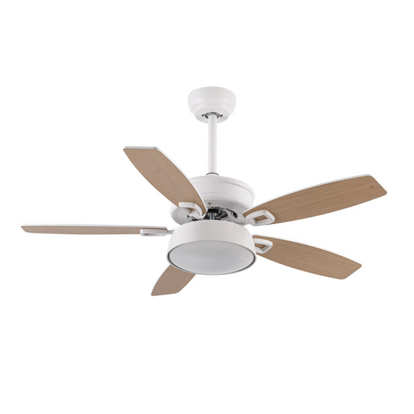 Ventilador 30w Dc Braw Blanco 5 Aspas Blanco/haya  6 Vel. 3 Colores 106,7d C/remoto, Memoria Y Temporizador 2850lm