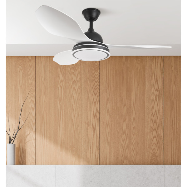 Ventilador 48w Dc Datoo Negro 3 Aspas Blancas  6 Vel. 33/48x122x122cm 3 Color C/remoto,memoria Y Temp.4080lm
