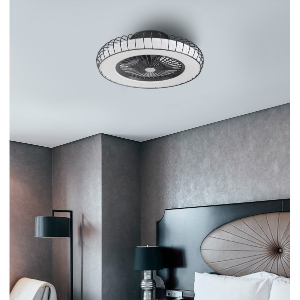 Ventilador 72w Dc Albonez Negro 5 Aspas Transp. 18x53x53cm 6 Vel. 3 Colores C/remoto, Memoria, Temp. Y Reg.Intensidad 6120lm