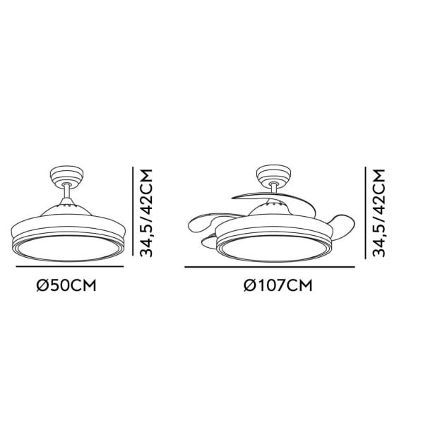 Ventilador Bayomo 59w 6980lm Blanco 4 Aspas Desp. 34,5/42x50/107 D.3 Color. Dc.remoto+Reg.Intensidad