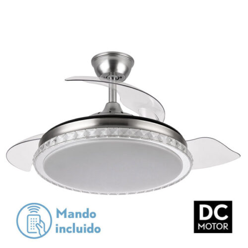 Ventilador Biliku 72w 6120lm Niquel 3asp.desp.108d 3000-4000-6000k Remoto, Memoria Y Temporizador