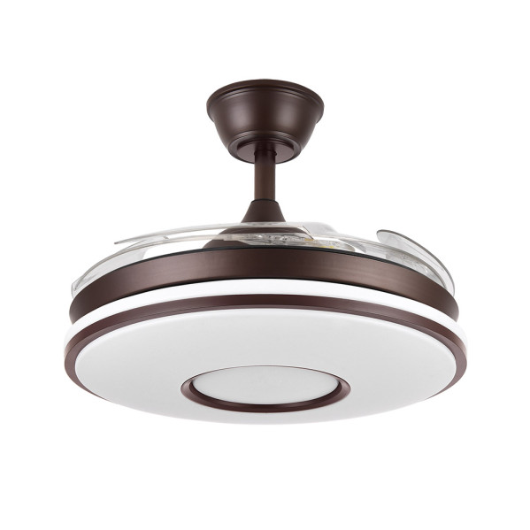 Ventilador Dc Dani 59w 6980lm Marron 4 Aspas desp.107d 3000-4000-6000k Remoto, Reg.intensidad, Memoria Y Temporizador