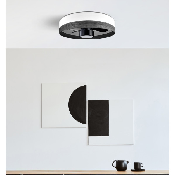 Ventilador Dc 24w Olga Blanco/mad.negra-negro 3 Aspas 6 Vel. 2390lm 3 Colores, Remoto,memoria,temporizador 70d