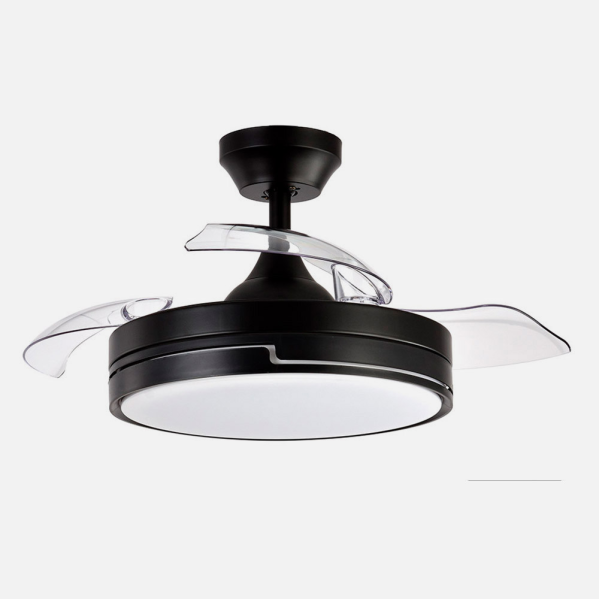 Ventilador Dc 48w Olimpia Negro 3aspas 91d 4800lm 6vel 3000k,4500k,6000k, Remoto+temporizador+memoria