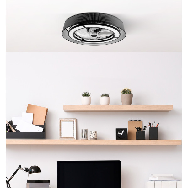 Ventilador Dc 58w Anastasia Negro/plata 8 Aspas 60d 5900lm 6 Vel. 3 Colores Remoto,memoria,temporizador