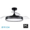 Ventilador Dc 48w Micenas Negro 3asp.91d 6velocidades 4800 Lm 3000-4000-6000k Remoto+memoria+temporizador 24