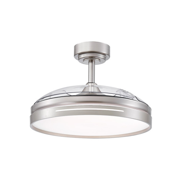 Ventilador Dc 72w Micenas Niquel 3asp.transp.108d 6velocidades 7200lm 3colores Remoto,reg.intensidad,memoria Y Temporizador 24