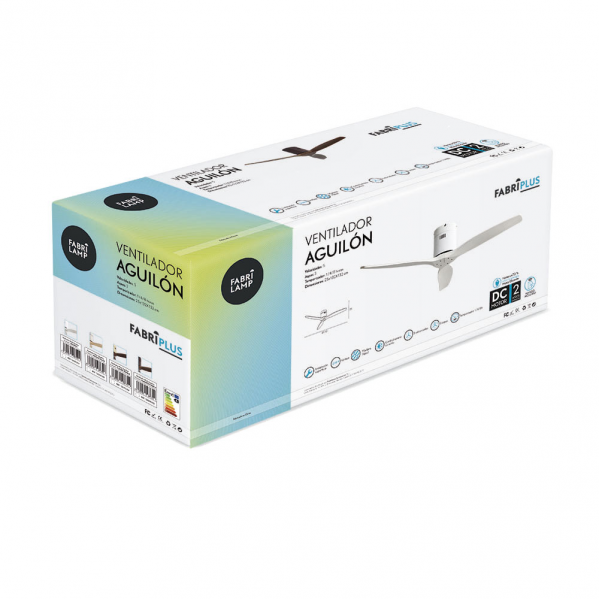 Ventilador Dc Aguilon Blanco 3 Aspas Blancas 6 Velocidades Sin Luz Remoto Y Temporiz.132d