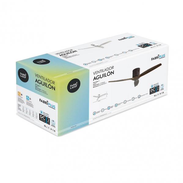 Ventilador Dc Aguilon Marron 3 Aspas Roble 6 Velocidades Sin Luz Remoto Y Temporiz.132d