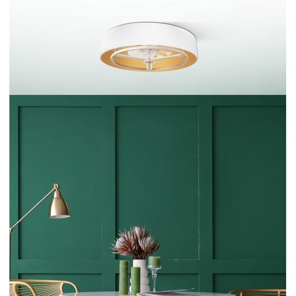 Ventilador Dc Anuska 60w Blanco/oro-oro 70d 8 Aspas 6 Veloc. 5100lm 3 Colores Remoto,memoria,Reg.Intensidad,temporizador