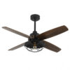 Ventilador Dc Aquilo Negro 1xe27 4Asp Roble 6Veloc C/Remoto Y Temporizador 44,5/57x119,4x119,4 Cm