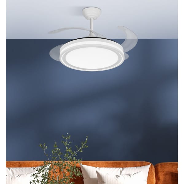 Ventilador Dc Bandido 59w Blanco 4aspas 107d 5900lm 3500-4000-6500k Remoto+Reg.intensidad+memoria+temporizador