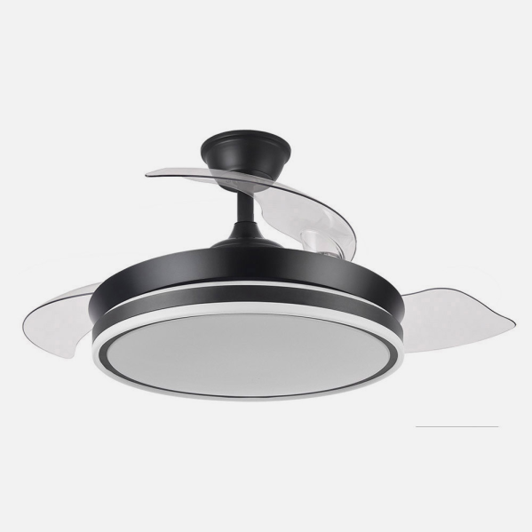 Ventilador Dc Bayomo Negro 72w 6120lm 91d 3asp.desplegables 3000-4000-6000k Remoto, Temporizador, Memoria