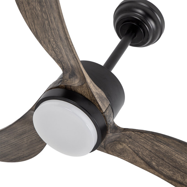 Ventilador Dc Bembezar 24w Negro 3aspas Roble 107d 2424 Lm 3000-4000-6500k Remoto+regulador Intensidad+temporizador+memoria