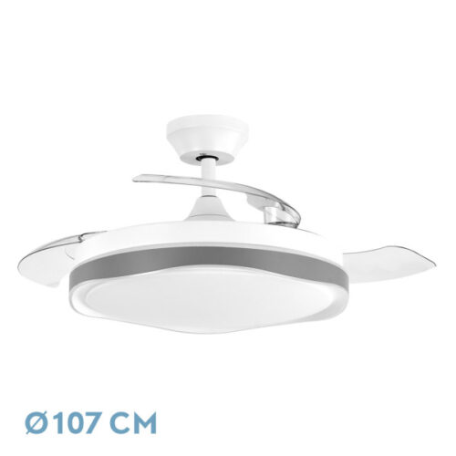 Ventilador Dc Blondi Blanco/gris 72w 3aspas 107d 7200lm 6vel 3000k,4500k,6000k, Remoto+temporizador+memoria