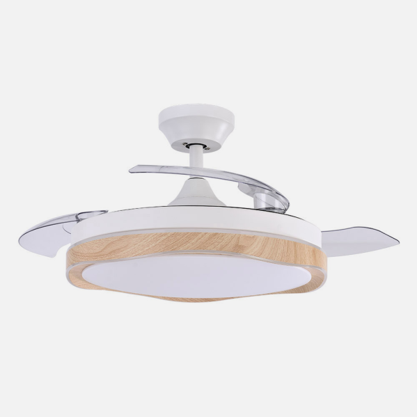 Ventilador Dc Blondi Blanco/haya 72w 3aspas 107d 7200lm 6vel 3000k,4500k,6000k, Remoto+temporizador+memoria