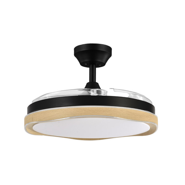 Ventilador Dc Blondi Negro/madera 72w 3aspas107d 7200lm 6vel 3000k,4500k,6000k Remoto+temporizador+memoria