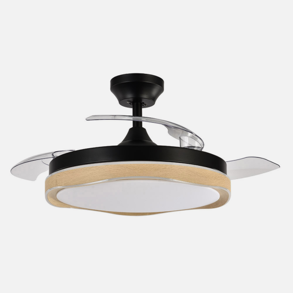 Ventilador Dc Blondi Negro/madera 72w 3aspas107d 7200lm 6vel 3000k,4500k,6000k Remoto+temporizador+memoria