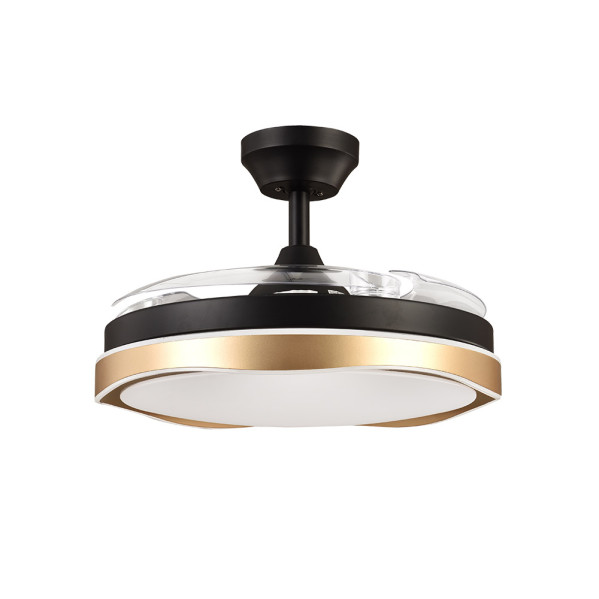 Ventilador Dc Blondi Negro/oro 72w 3aspas 107d 7200lm 6vel 3000k,4500k,6000k, Remoto+temporizador+memoria