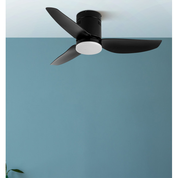Ventilador Dc Borax 20w Negro 3aspas 6vel 3000-4000-6500k 2350lm Remoto, Memoria Y Temporizador 27x101x101cm