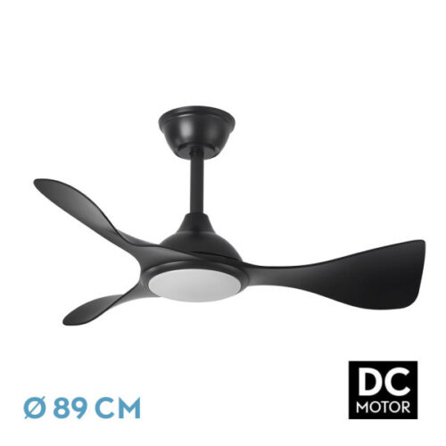 Ventilador Dc Caiman 36w 3600lm Negro 89d 3aspas 6vel 3000-4500-6500k Remoto+reg.intensidad+memoria+temporizador