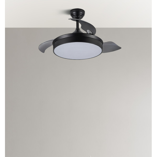Ventilador Dc Cala Negro 48w 4800lm 3asp.desp 91d 6 Velocidades 3000-4000-6000k Remoto+temporiza+memoria
