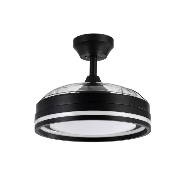 Ventilador Dc Cerrato Negro 72w 3aspas Desplegables 107d 7200lm 6vel 3000k,4500k,6000k, Remoto+temporizador+memoria