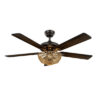 Ventilador Dc Cesta Negro 3xe27 5 Aspas Nogal/roble 6 Velocidades 55/67x132x132cm C/remoto Y Temporizador