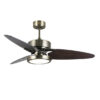 Ventilador Dc Cross 30w Cuero 3 Aspas Negro/nogal 6vel. 3 Colores 3250lm 132d Remoto, Memoria Y Temporizador
