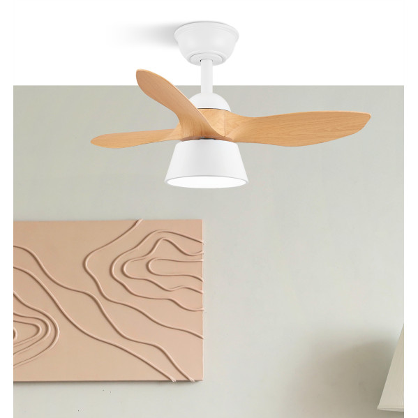 Ventilador Dc Cubico 36w 2680lm Blan/haya 3asp 82d  3000k,4500k,6000k,remoto+tempor+memoria