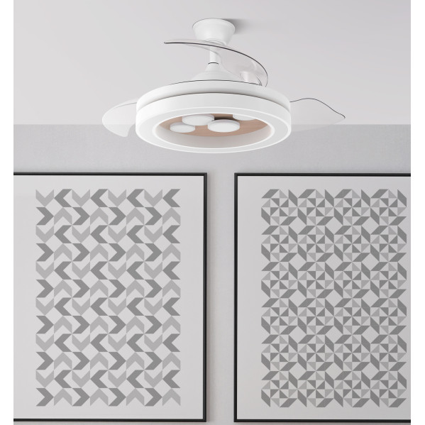 Ventilador Dc Cupido 55w Blanco/haya 3asp.107d 4960l 3000-4500-6500k Reg.intensidad+remoto+memoria+temporizador