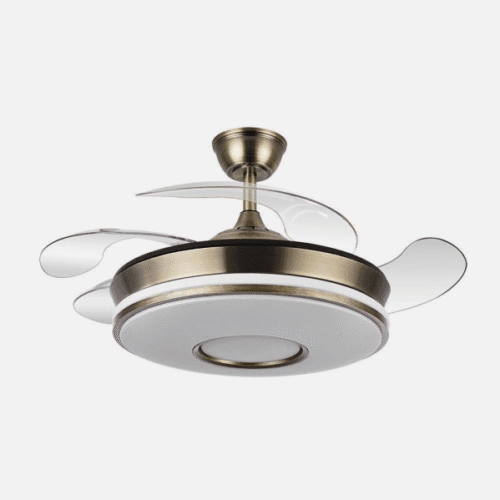 Ventilador Dc Dani 59w 6980lm Cuero 4aspas 6velocidades 91d 3000-4000-6000k Remot+reg.intensidad+memor+temporiz