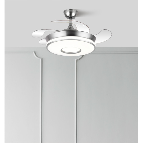Ventilador Dc Dani 59w 6980lm Niquel 4aspas 6velocidades 91d 3000-4000-6000k Remot+reg.intensidad+memori+tempor