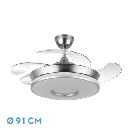 Ventilador Dc Dani 59w 6980lm Niquel 4aspas 6velocidades 91d 3000-4000-6000k Remot+reg.intensidad+memori+tempor
