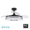 Ventilador Dc Dani 48w 4800lm Negro 3aspas 6velocidades 91d  3000-4000-6000k Remoto+memoria+temporizador