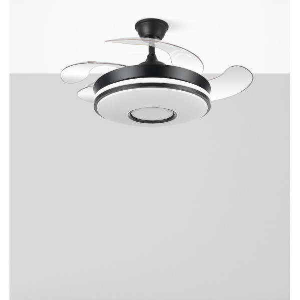 Ventilador Dc Dani 48w 4800lm Negro 3aspas 6velocidades 91d  3000-4000-6000k Remoto+memoria+temporizador