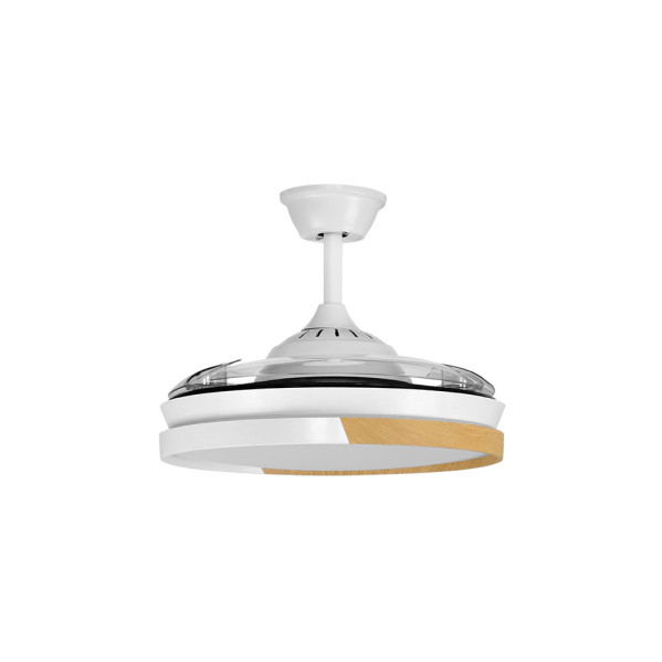 Ventilador Dc Emperador 72w Blanco/haya 3aspas Desplegables 108d 7200lm 3000-4000-6000k Remoto+Reg.Intensidad+Memoria+Temporiz