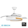 Ventilador Dc Emperador 72w Blanco/haya 3aspas Desplegables 108d 7200lm 3000-4000-6000k Remoto+Reg.Intensidad+Memoria+Temporiz