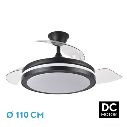 Ventilador Dc Esparta Plus 72w 6120lm Negro 107d 3aspas Desp.3000-4000-6000k Remoto+ Temporizador+ Memoria