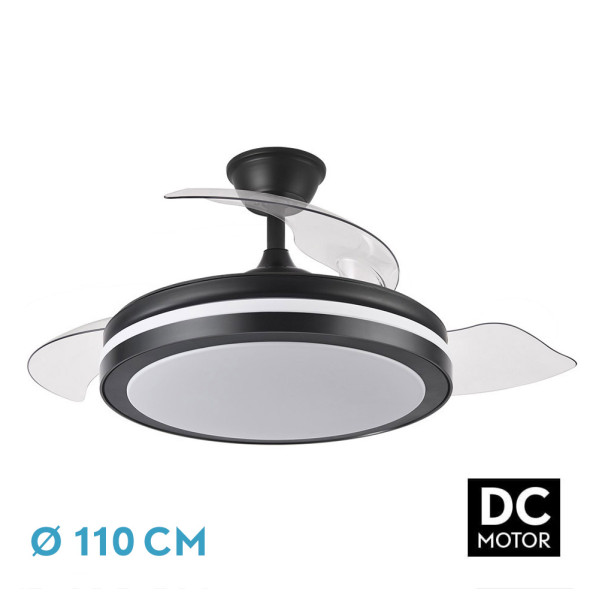 Ventilador Dc Esparta Plus 72w 6120lm Negro 107d 3aspas Desp.3000-4000-6000k Remoto+ Temporizador+ Memoria