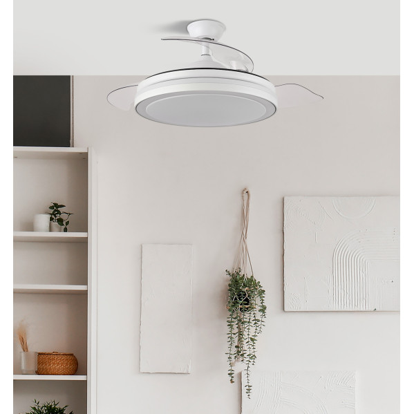Ventilador Dc Esparta Plus 72w 6120lm Blanco 3 Aspas Desp. 107d 3 Colores C/Remoto+ Temporizador+ Memoria