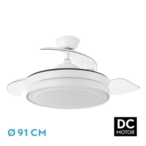 Ventilador Dc Esparta Mini Blanco 72w 6120lm 3asp.desp 91d 3000-4000-6000k Remoto+temporizador+memoria