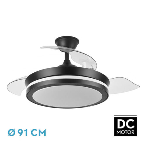 Ventilador Dc Esparta Negro  Mini 72w 6120lm 91d 3asp.d Esp.3000-4000-6000k Remoto+tempor+memori