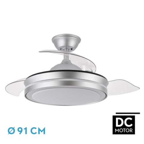 Ventilador Dc Esparta Mini Plata 72w 6120lm 91d 3asp.d Esp.3000-4000-6000k Remoto+tempor+memori
