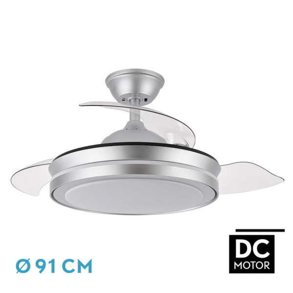 Ventilador Dc Esparta Mini Plata 72w 6120lm 91d 3asp.d Esp.3000-4000-6000k Remoto+tempor+memori